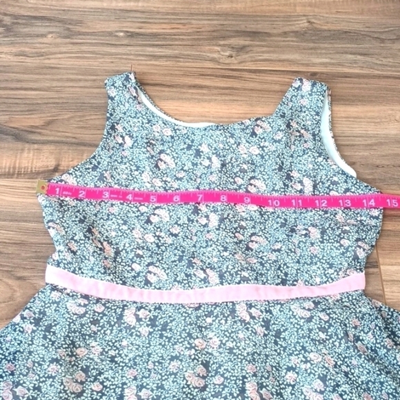 Zunie girl's pink and brown floral print ruffled hem dress up dress size 12 - Picture 8 of 9